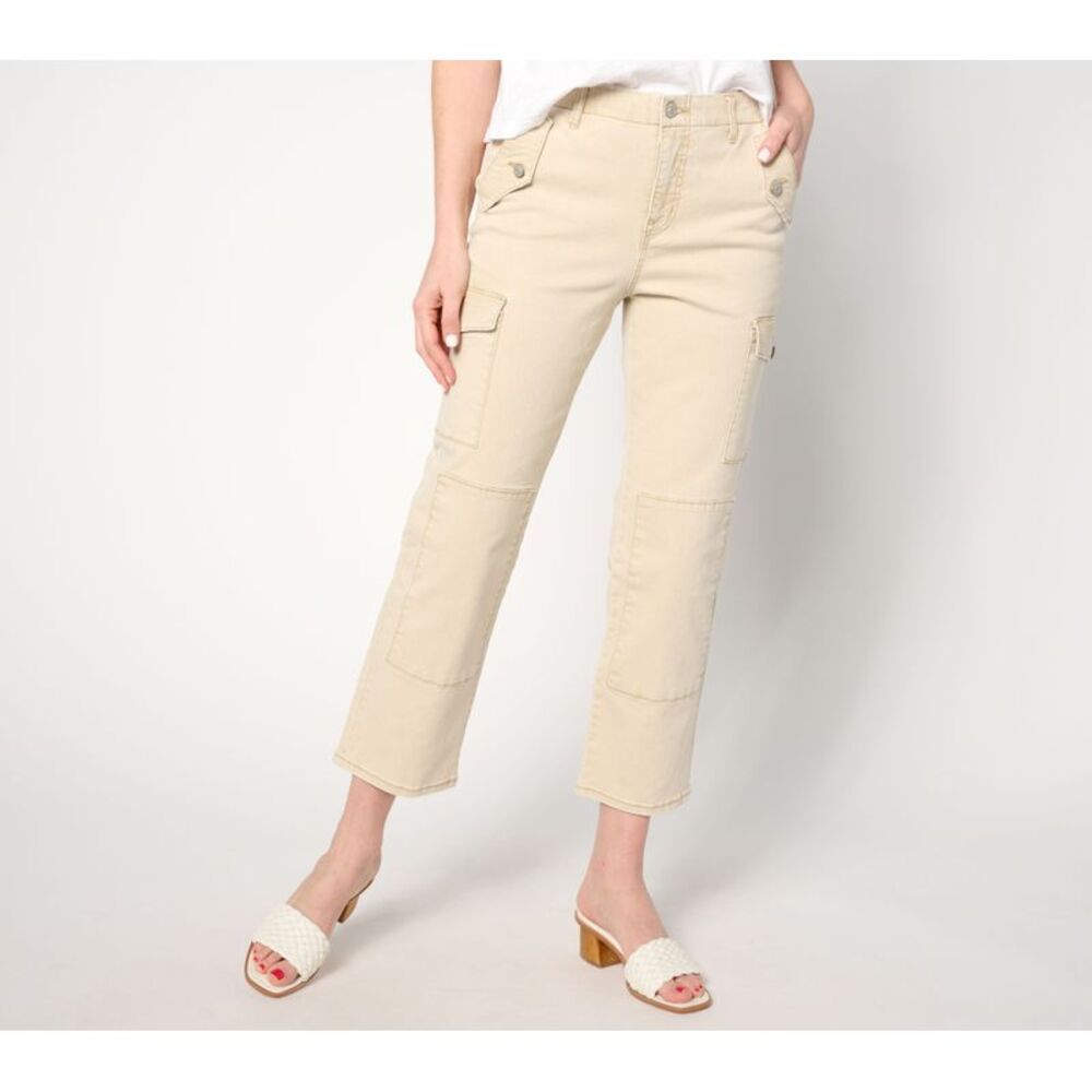 Top Knot Women's Petite Pants 16P Straight-Leg Cargo Jeans Brown A638908